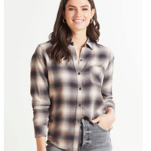 Rails Milo Latte Black Shadow Button-Front Shirt - Picture 4 of 9